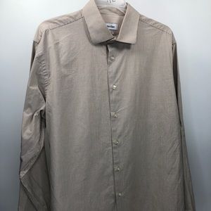 Calvin Klein Gold Striped Button Down Dress Shirt